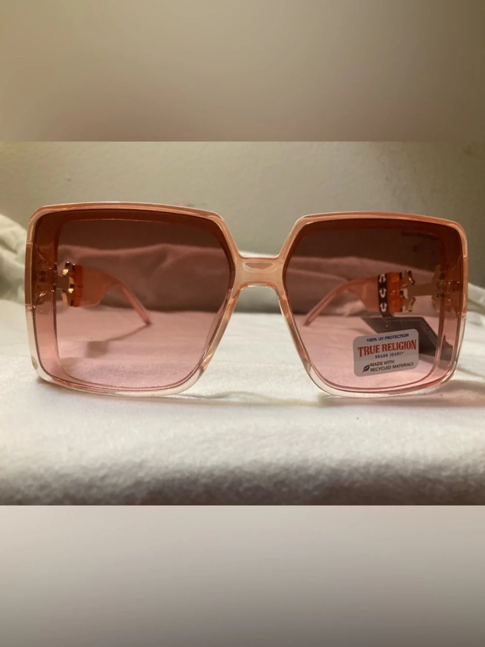 NWT True Religion Pink Oversized Square Sunglasses